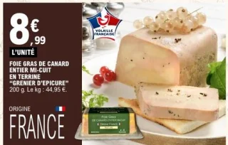 FOIE GRAS DE CANARD ENTIER MI-CUIT EN TERRINE "GRENIER D'EPICURE"