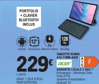 Tablette Iconia A12-11MN-A0J0 Acer