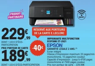 Imprimante multifonction EcoTank ET-2921 Epson
