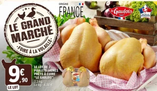 Le lot de 2 poulets jaunes prêts à cuire Le Gaulois