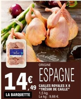 Cailles royales x 8 Trésor de Caille