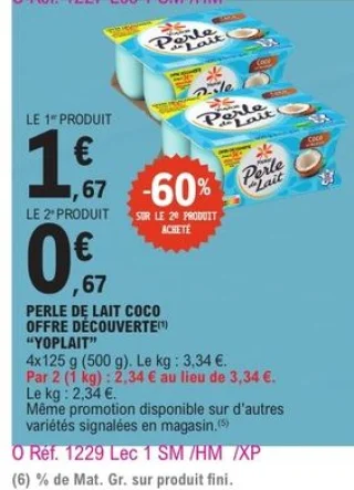 PERLE DE LAIT COCO OFFRE DÉCOUVERTE "YOPLAIT"