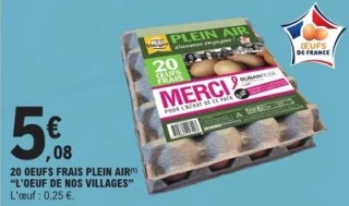 20 œufs frais plein air L'Oeuf de nos Villages