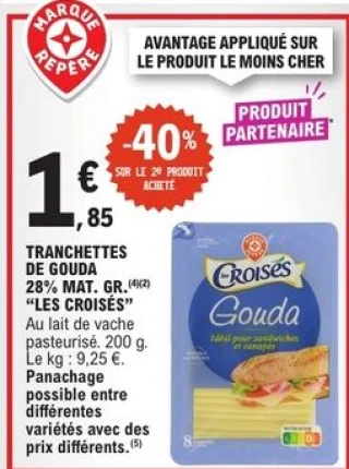 Tranchettes de Gouda 28% Mat. Gr. Les Croisés