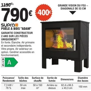 Poêle à bois Adam Supra