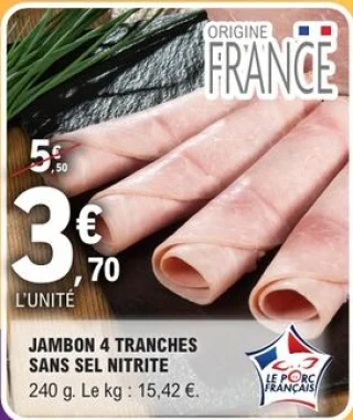 Jambon 4 Tranches Sans Sel Nitrite