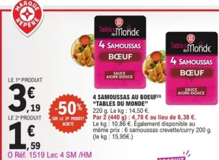 4 Samoussas au bœuf Tables du Monde