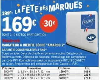 Noirot Radiateur à inertie sèche "Amaroc 2"