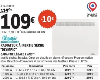 Olympic Radiateur à inertie sèche "Olympic"