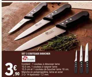 Set 3 couteaux boucher Pradel Excellence