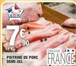 Poitrine de porc demi-sel