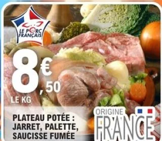 Plateau potée : Jarret, palette, saucisse fumée