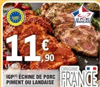 IGP Échine de porc piment ou landaise