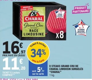 8 Steaks Grand Cru de Charal Limousin surgelés Charal