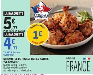 Grignottes de poulet rôties nature Le Gaulois