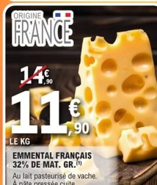 Emmental français 32% de Mat. Gr.