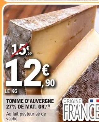 Tomme d'Auvergne 27% de Mat. Gr.