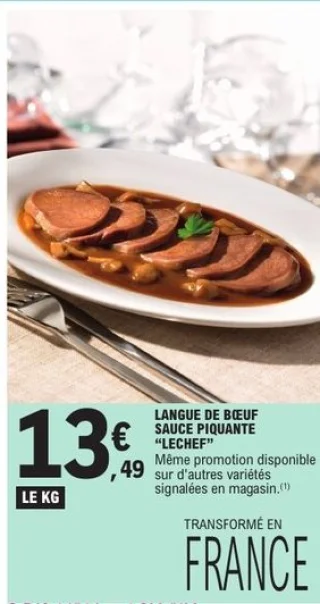 Langue de bœuf sauce piquante Lechef