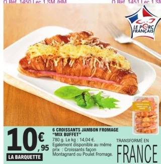6 Croissants jambon fromage Mix Buffet