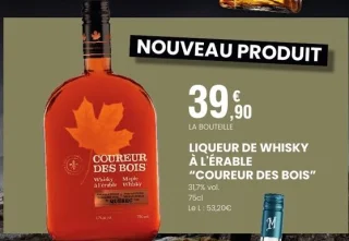 Liqueur de whisky à l'érable "Coureur des Bois"