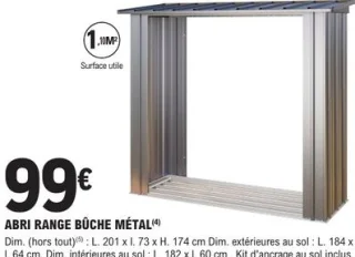 Abri range bûche métal