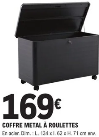 Coffre métal à roulettes