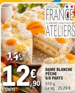 Dame blanche pêche 6/8 parts