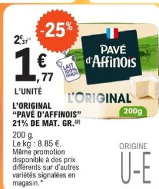 L'Original "Pavé d'Affinois" 21% de mat. gr.