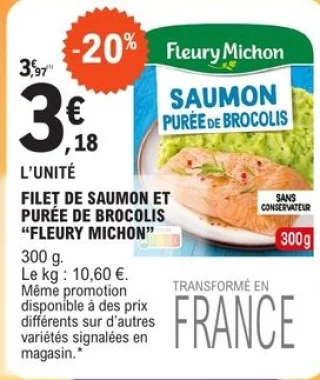 Filet de saumon et purée de brocolis "Fleury Michon"