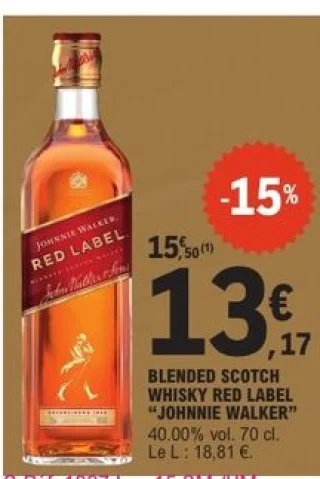 Blended Scotch Whisky Red Label "Johnnie Walker" 40.00% vol. 70 cl.