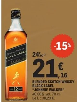 Blended scotch whisky Black Label Johnnie Walker