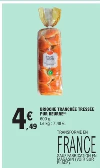 Brioche tranchée tressée pur beurre