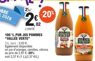 100 % PUR JUS POMMES "VALLÉE VERTE"