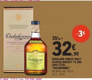 Highland Single Malt Scotch Whisky 15 ans avec étui Dalwhinnie