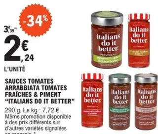 Sauces tomates Arrabbiata tomates fraîches & piment "Italians do it better"