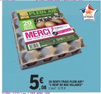20 Oeufs Frais Plein Air L'Oeuf de nos Villages