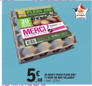 20 Oeufs Frais Plein Air L'Oeuf de nos Villages