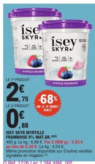 Ísey Skyr Myrtille Framboise 0% Mat. Gr.