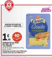 Tranchettes de Gouda 28% MAT. GR. Les Croisés