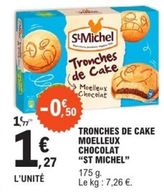 Tronches de cake moelleux chocolat "St Michel"