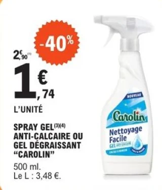 Spray gel anti-calcaire ou gel dégraissant Carolin