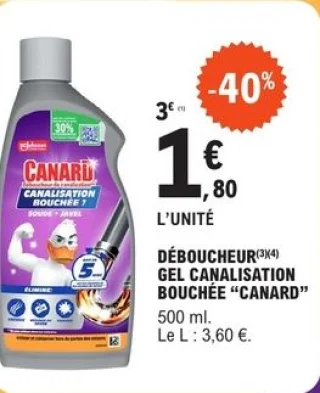 Déboucheur gel canalisation bouchée Canard