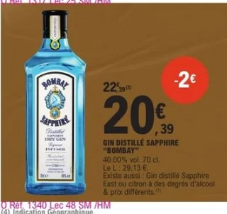 Gin Distillé Sapphire "BOMBAY"