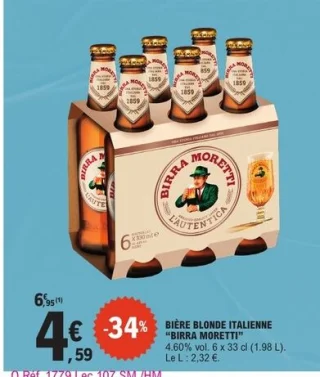 Bière blonde italienne Birra Moretti