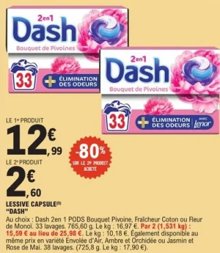 Lessive capsule Dash Bouquet de Pivoines