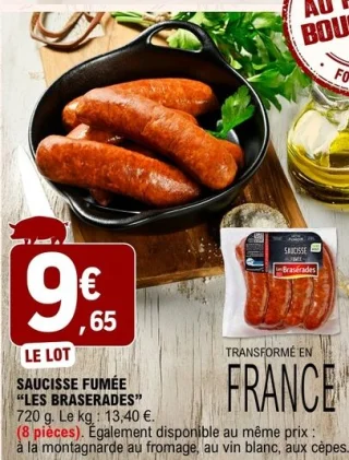 Saucisse fumée "LES BRASERADES"