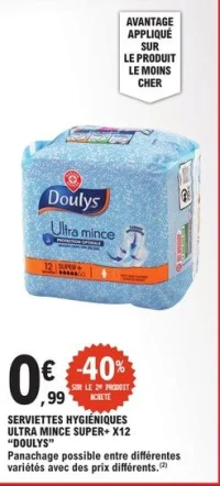 Serviettes hygiéniques Ultra mince Super+ x12 Doulys