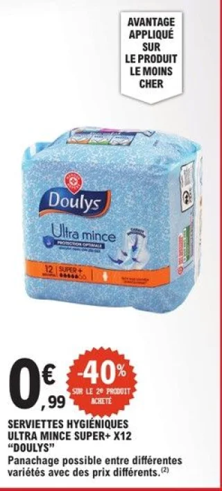 Serviettes hygiéniques Ultra mince Super+ x12 Doulys