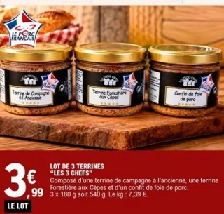 Lot de 3 terrines Les 3 Chefs