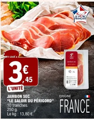 Jambon sec 10 tranches Le Saloir du Périgord